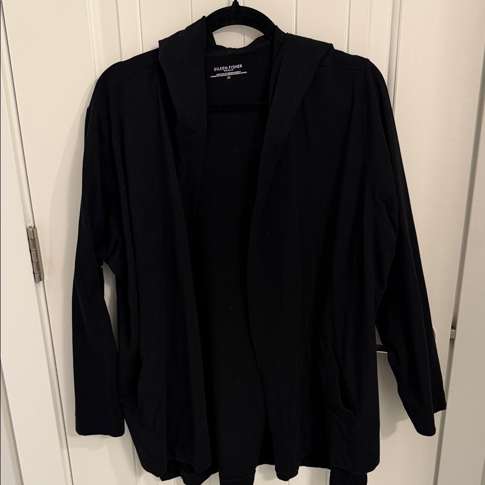 Eileen Fisher Organic Cotton Stretch Jersey Jacket with hood